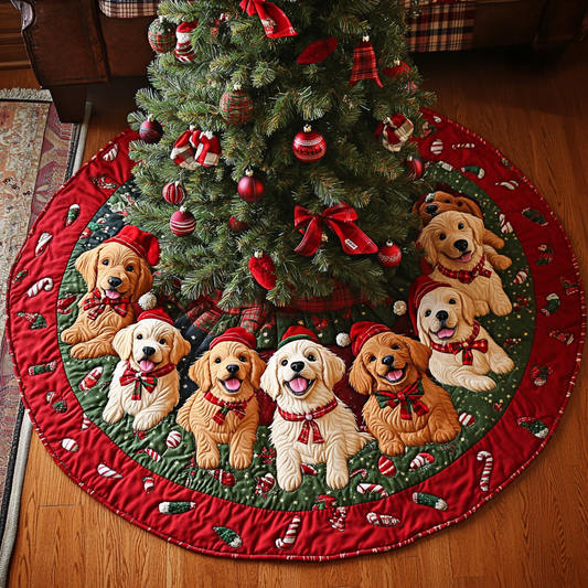 Christmas Golden Retriever TAI091024336 Quilted Tree Skirt