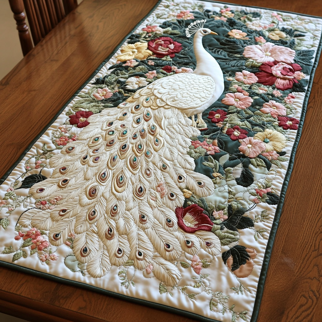 Peacock DAI040225493 Quilted Table Runner