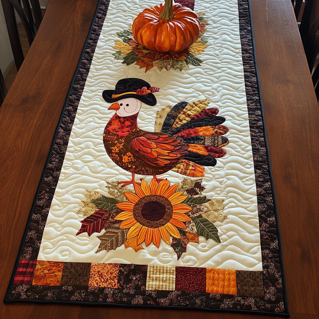 Autumn Turkey TAI041024329 Quilted Table Runner