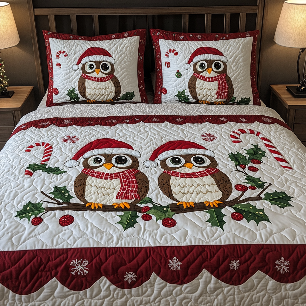 Christmas Owls TAI141124028 Quilt Bedding Set