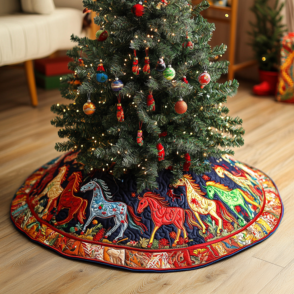 Horse TAI041024123 Quilted Tree Skirt