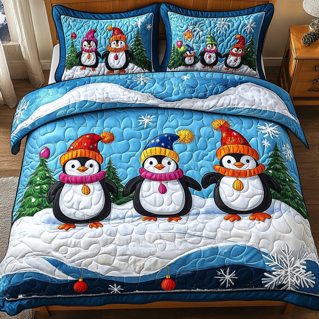 Christmas Penguin TAI201124305 Quilt Bedding Set