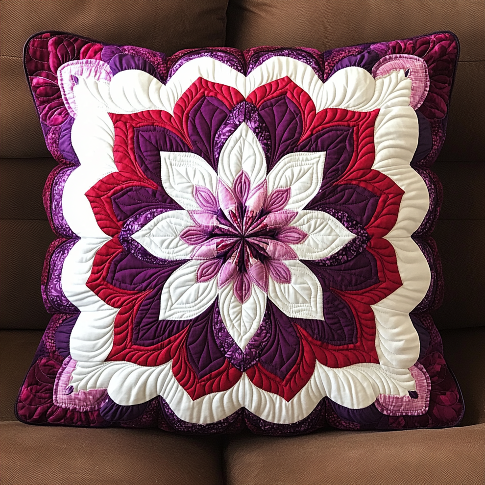 Purple Flower TAI181024396 Quilted Pillow Case Charming Favor