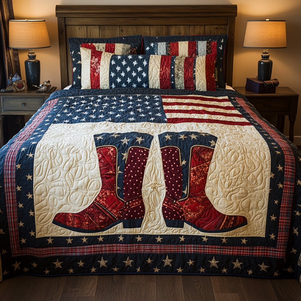 Patriotic Cowboy Boots DAI280824280 Quilt Bedding Set