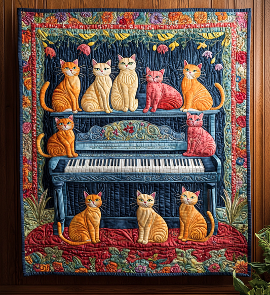 Piano Cat DAI090125225 Quilt Blanket