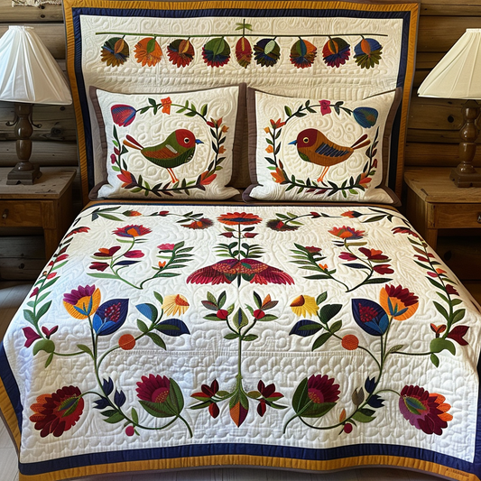 Birds In Flower Garden TAI251124002 Quilt Bedding Set