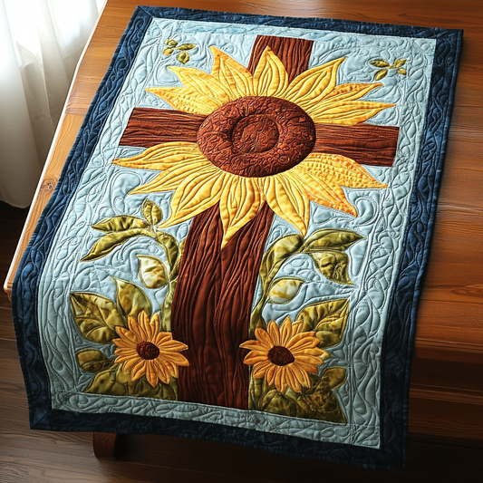 Sunflower Christian Cross DAI101224097 Quilted Table Runner