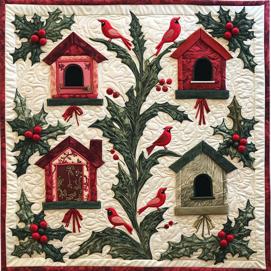 Cardinal Birdhouse DAI181124065 Quilt Blanket