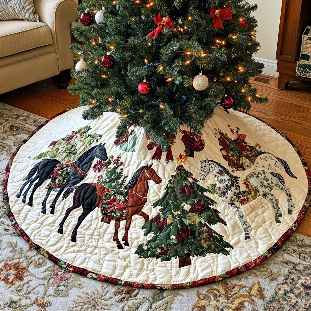 Christmas Horse TAI041024116 Quilted Tree Skirt