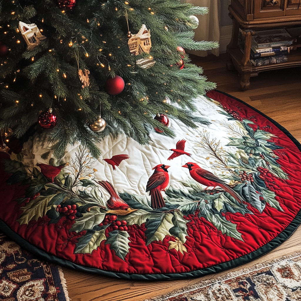 Christmas Cardinal TAI021024096 Quilted Tree Skirt