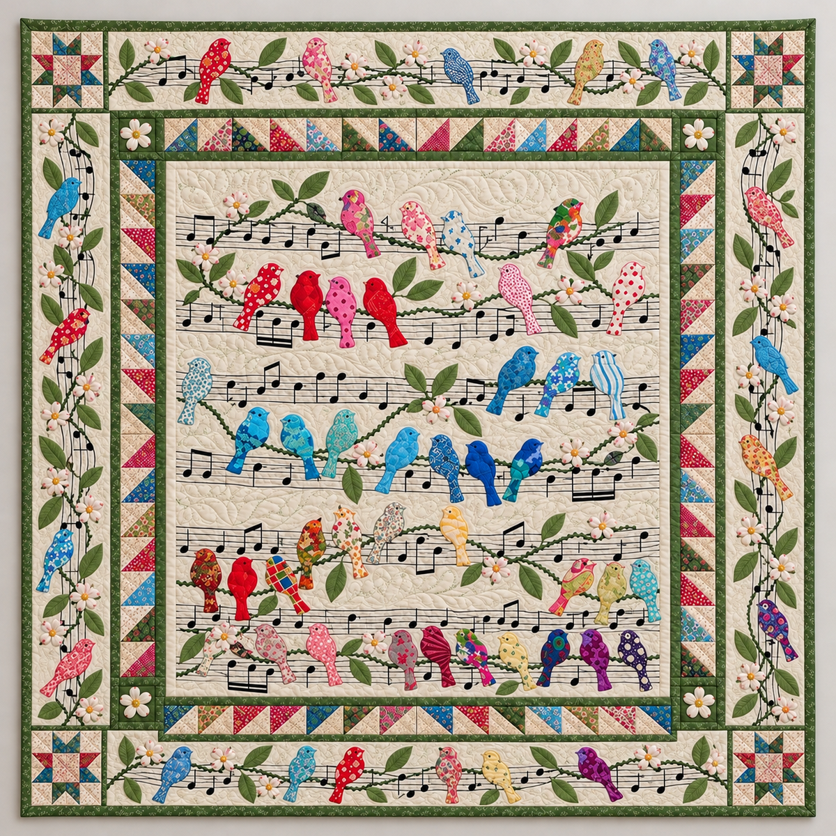 Songbirds On Musical Branches TD141026102 Quilt Blanket