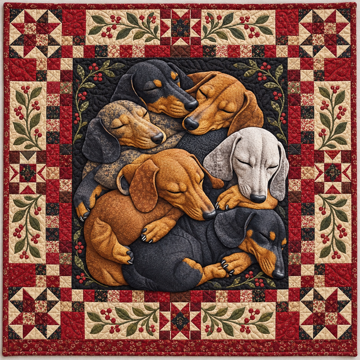 Sleeping Dachshund Cuddle TD141026603 Quilt Blanket