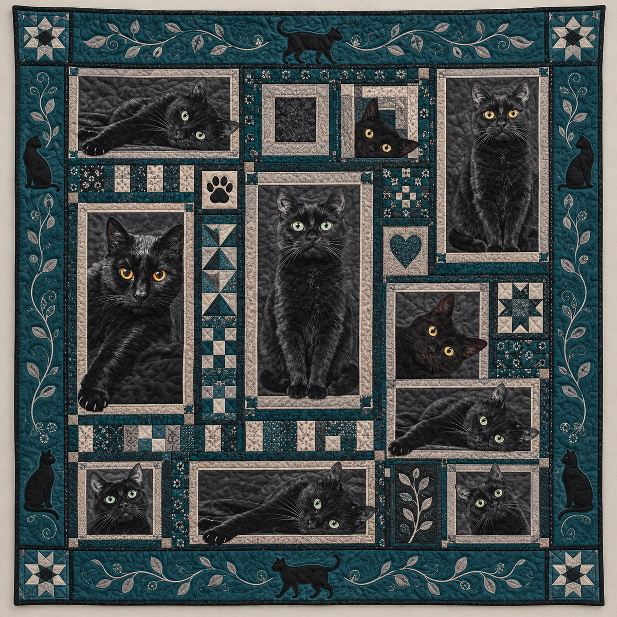 Black Cat Portrait Gallery TD141026107 Quilt Blanket