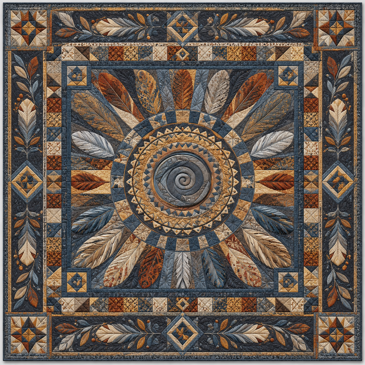 Ancient Feather Mandala TD141026608 Quilt Blanket