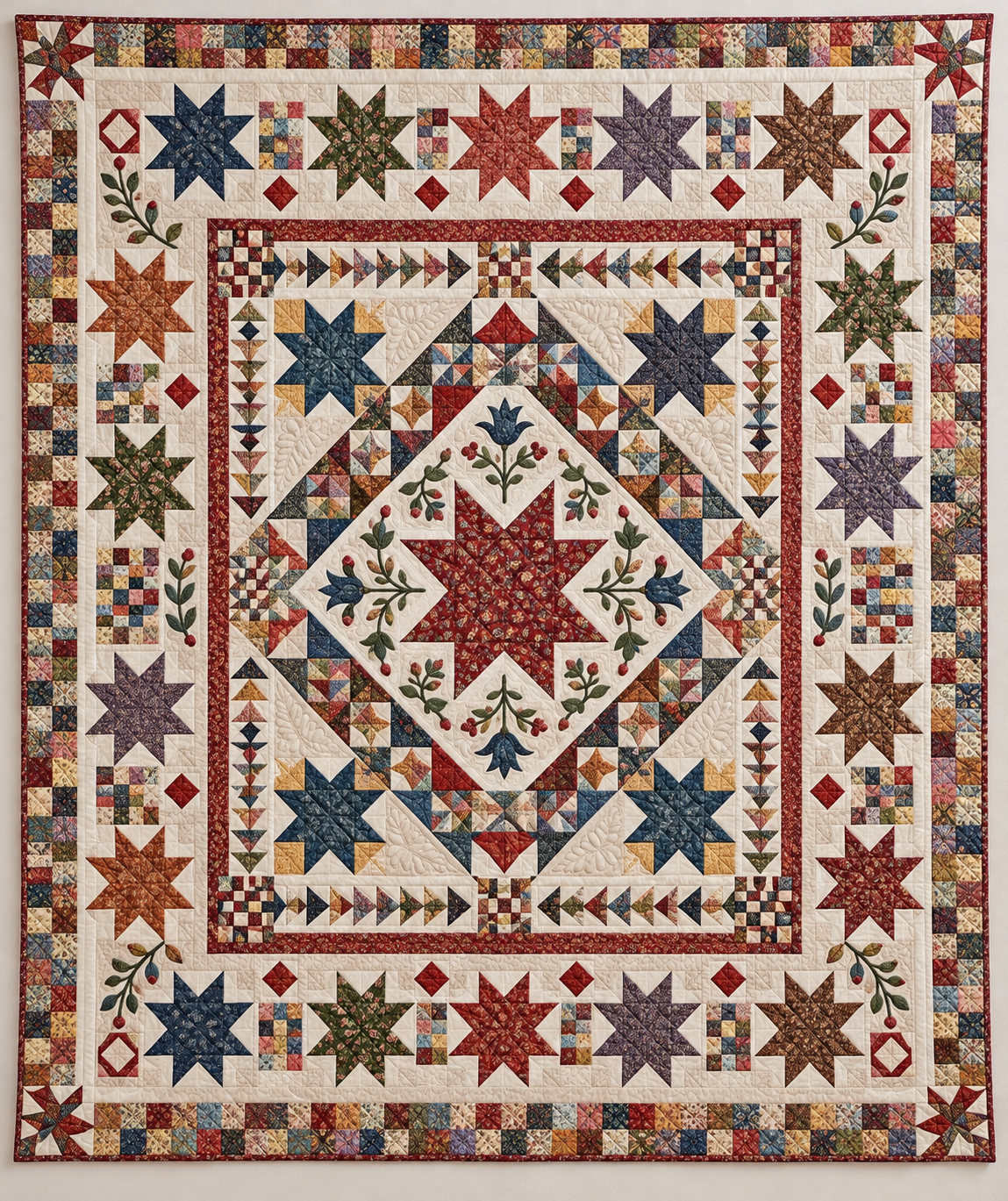 Scrappy Eight Point Star TD141026114 Quilt Blanket