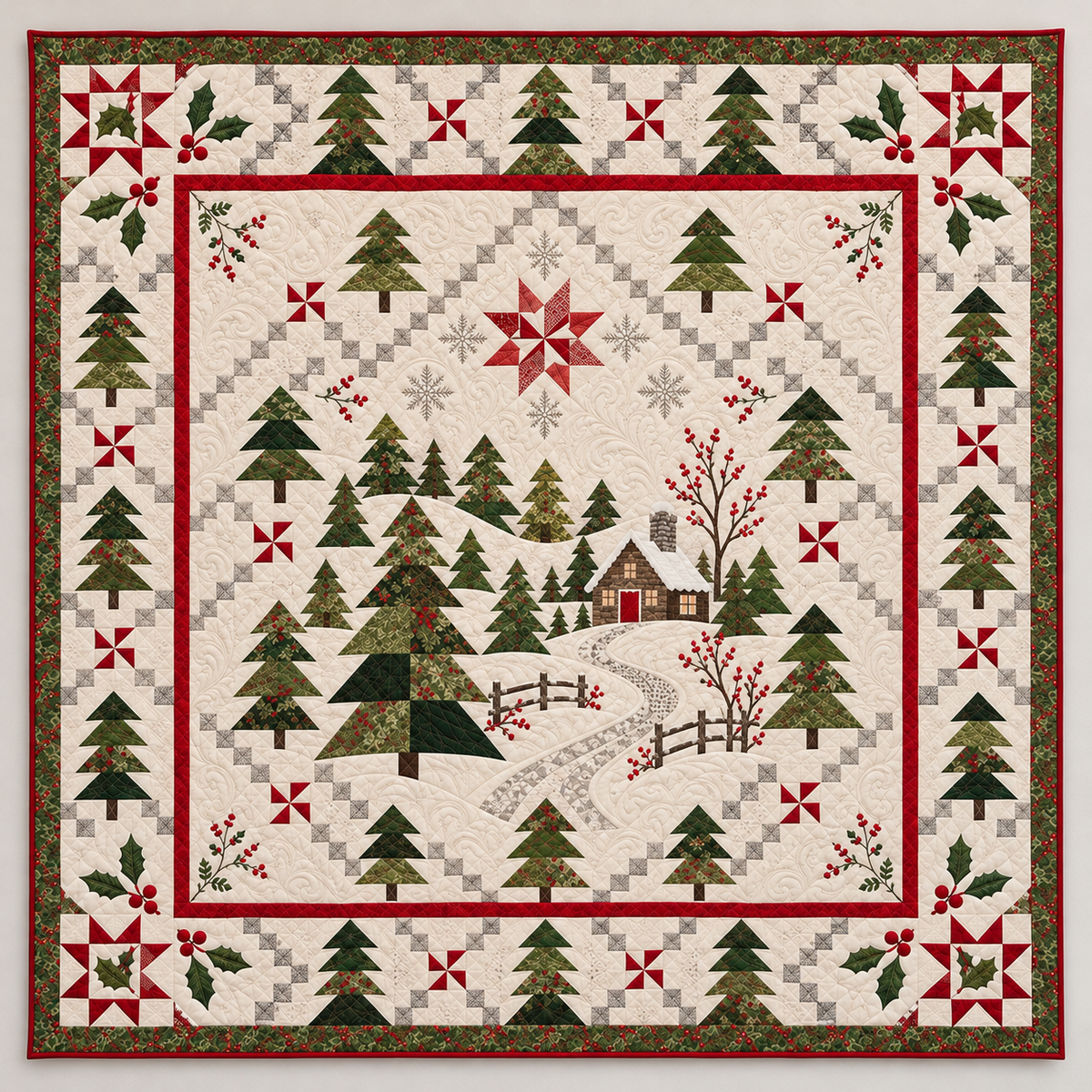 Christmas Trees And Red Pinwheels TD141026118 Quilt Blanket