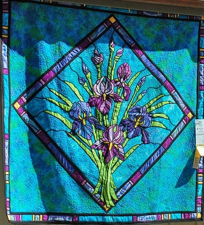 Blue Floral Bouquet CLA2211125Q Art Quilt