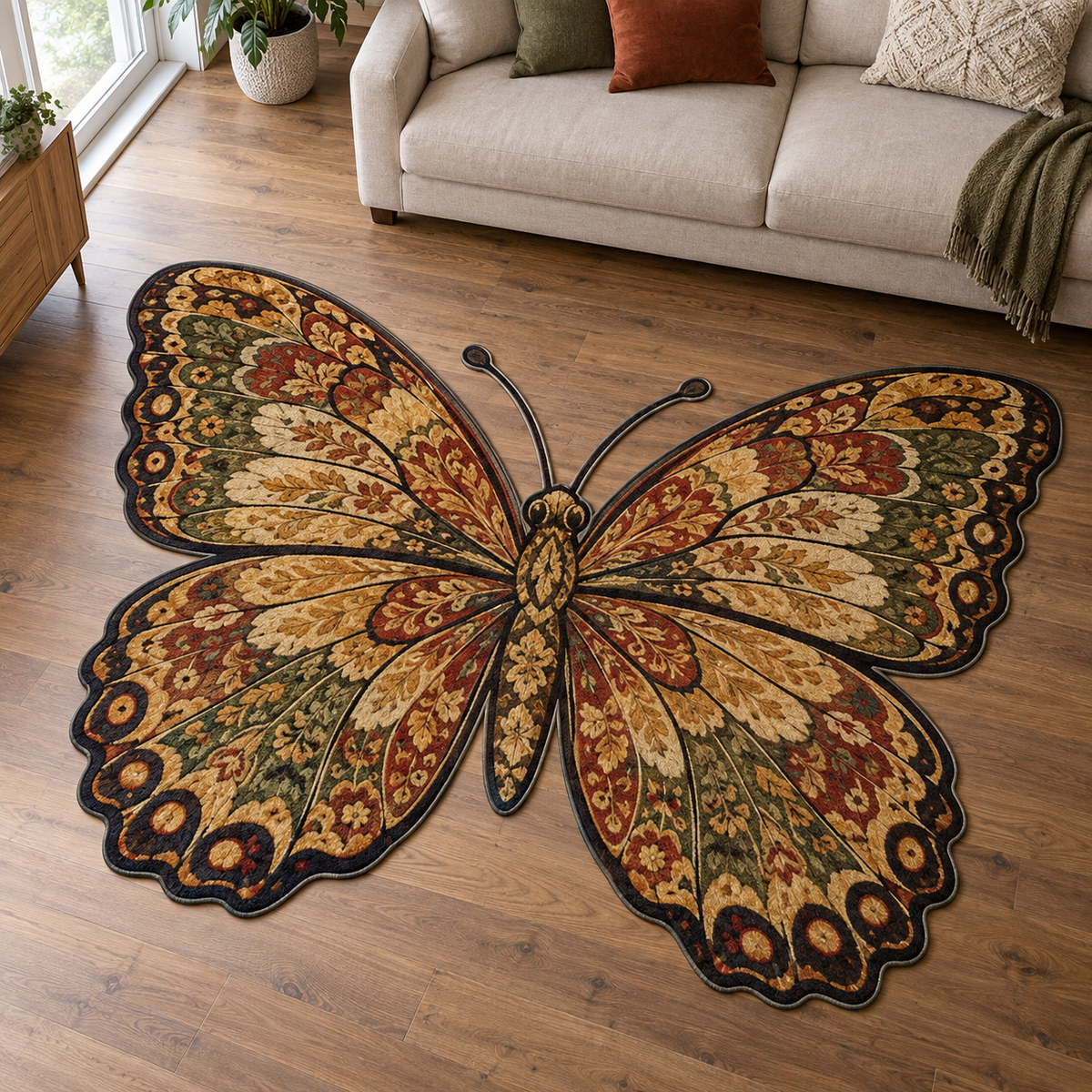Golden Butterfly Brocade TD131026119 Custom Shape Area Rug
