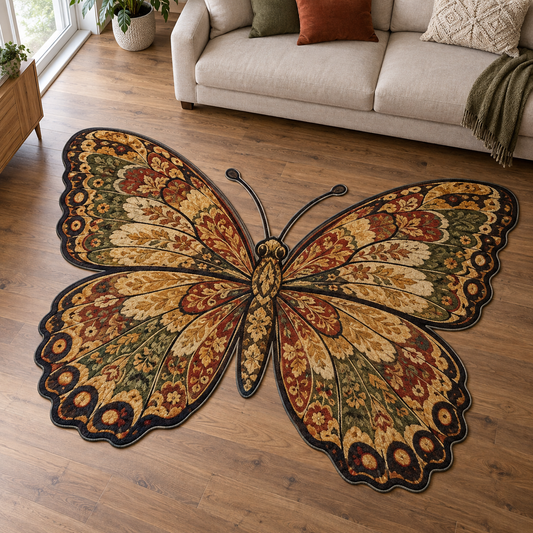 Golden Butterfly Brocade TD131026119 Custom Shape Area Rug