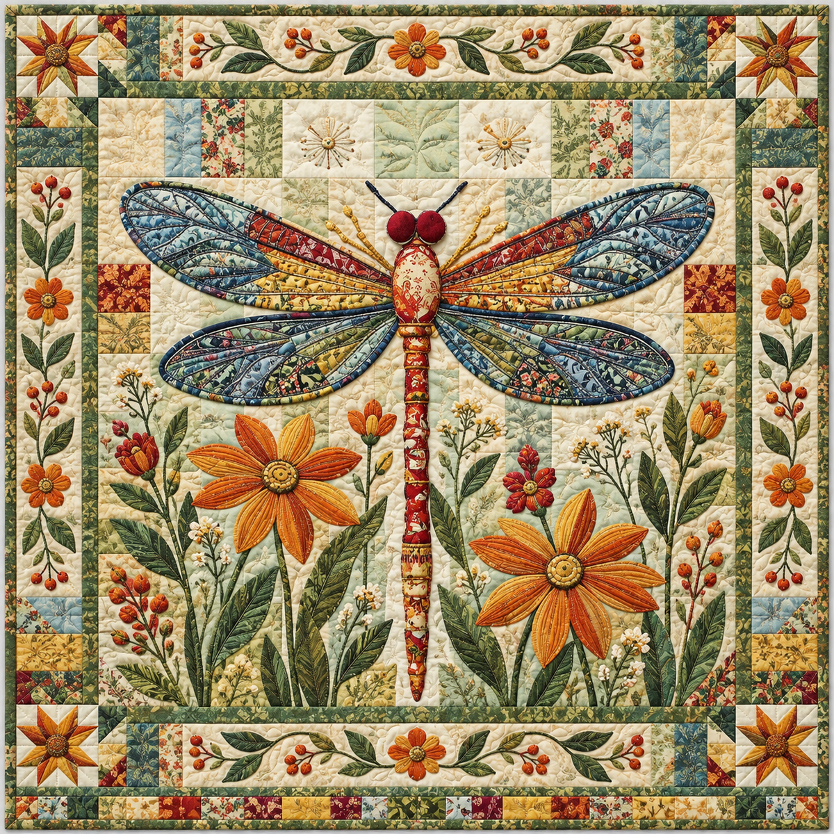 Wildflower Dragonfly TD141026623 Quilt Blanket