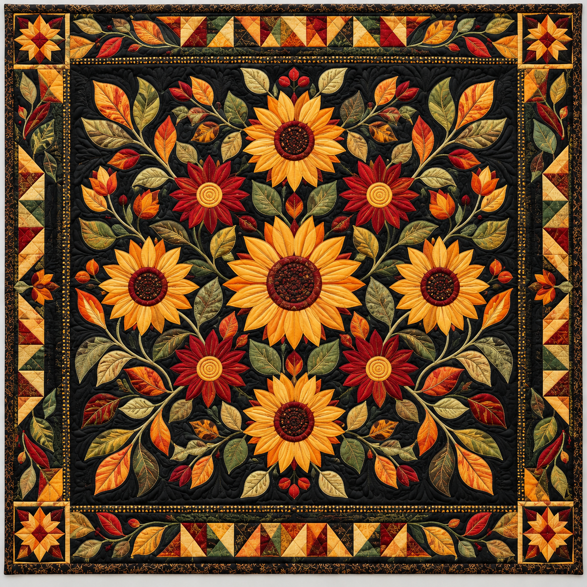 Autumn Sunflower Vine TD141026625 Quilt Blanket