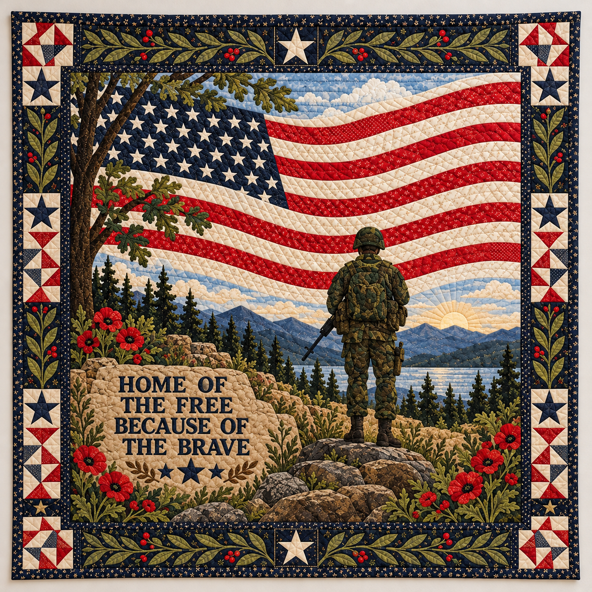 Home Of the Free Soldier Tribute TD141026136 Quilt Blanket