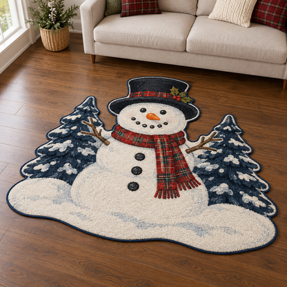 Plaid Snowman TD131026139 Custom Shape Area Rug