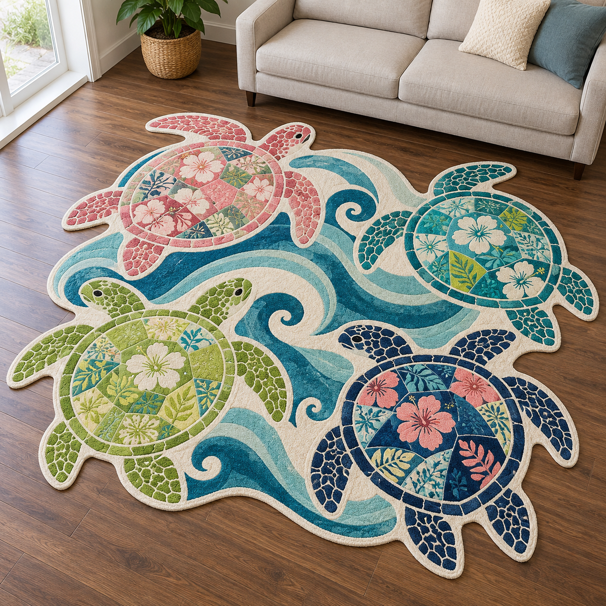 Turtle Patchwork TD131026142 Custom Shape Area Rug