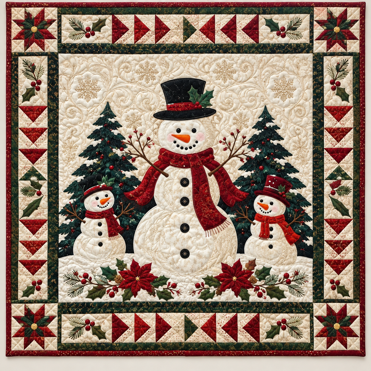 Frosty Snowman Trio TD141026642 Quilt Blanket