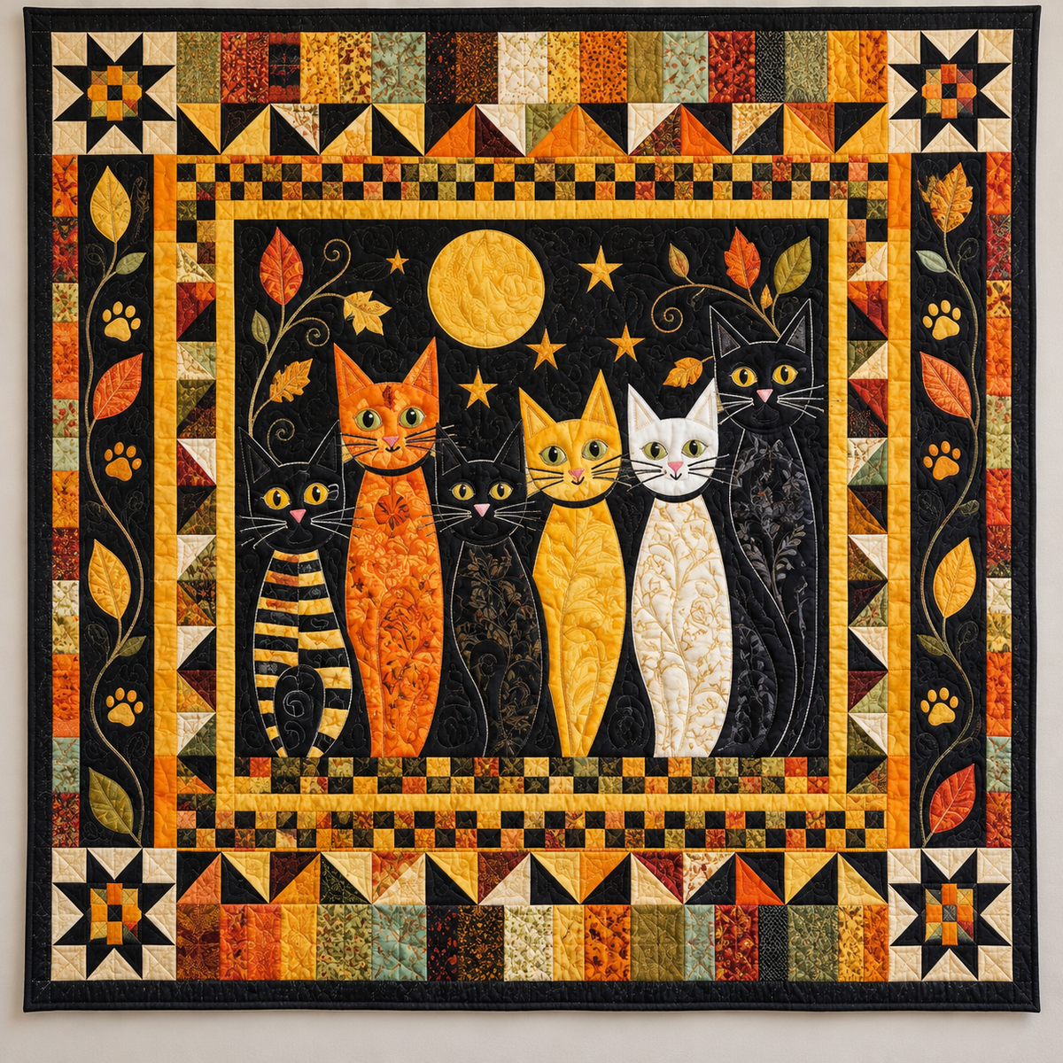 Tall Cats In Warm Country Colors TD141026144 Quilt Blanket
