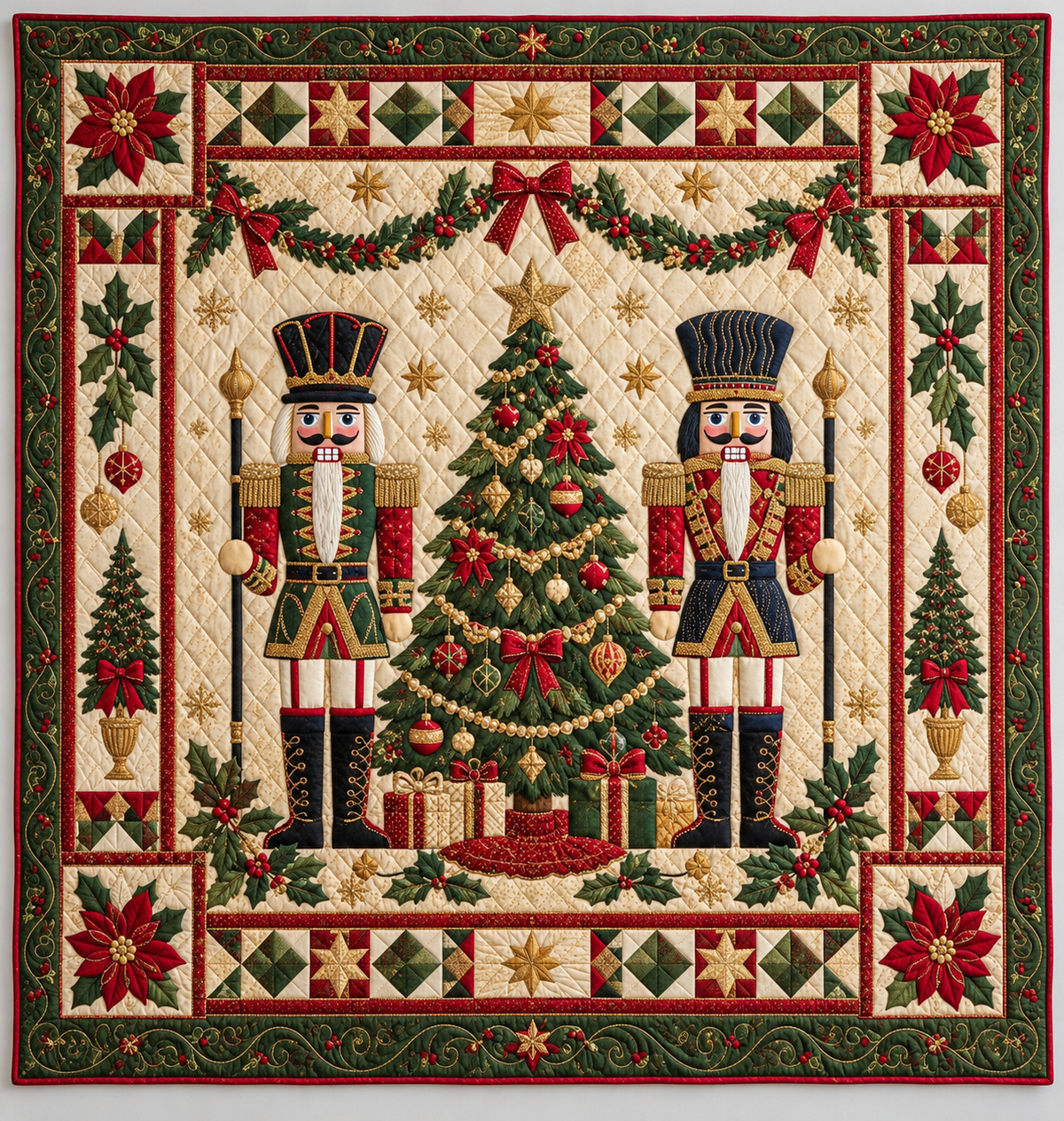 Nutcrackers Beside A Christmas Tree TD141026145 Quilt Blanket