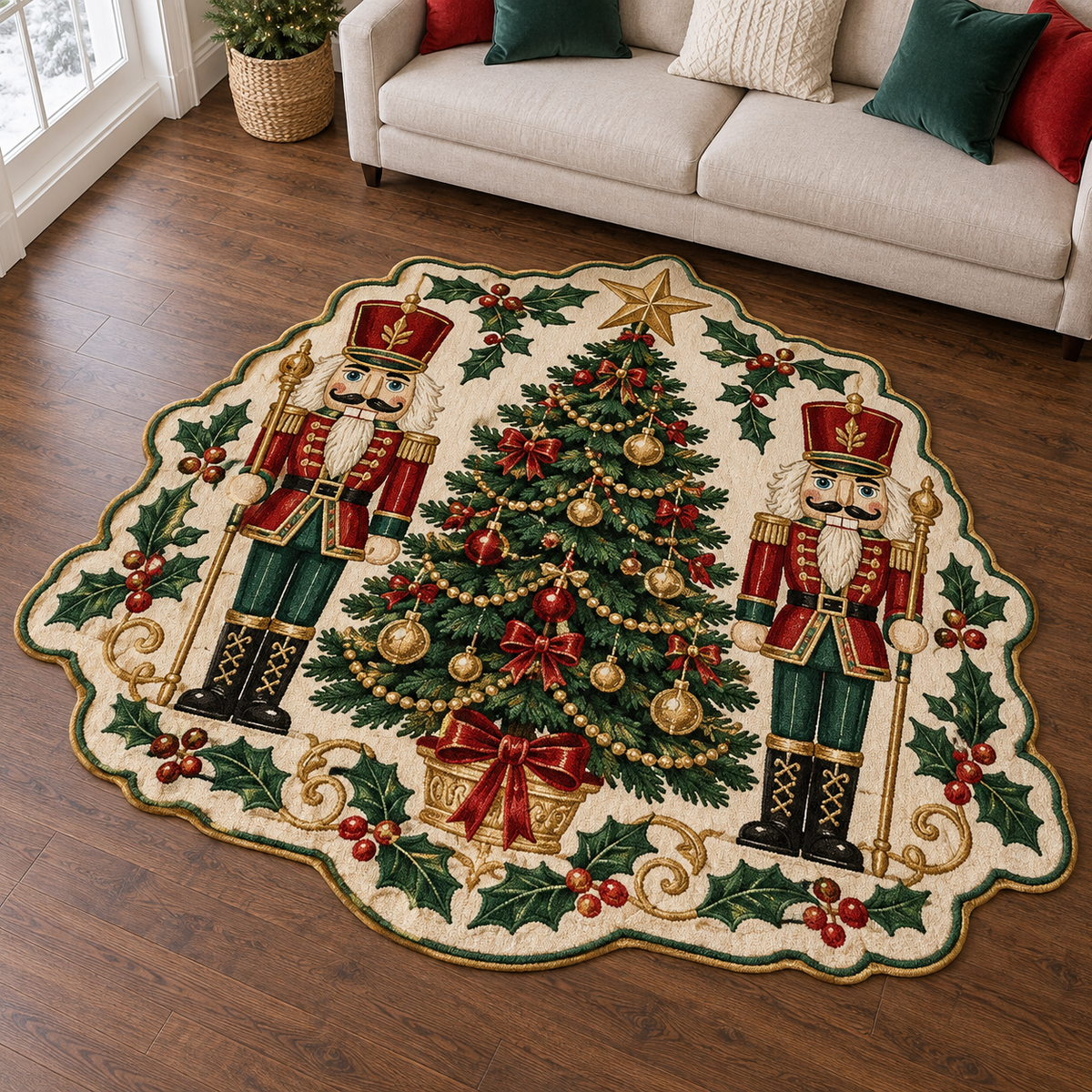 Nutcracker Tree Guardians TD131026145 Custom Shape Area Rug