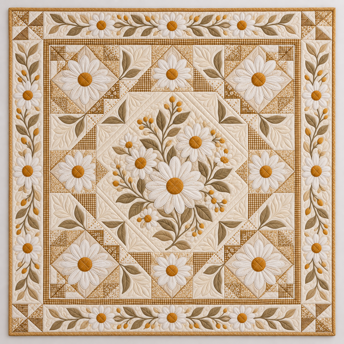 Ivory Daisies And Golden Centers TD141026148 Quilt Blanket
