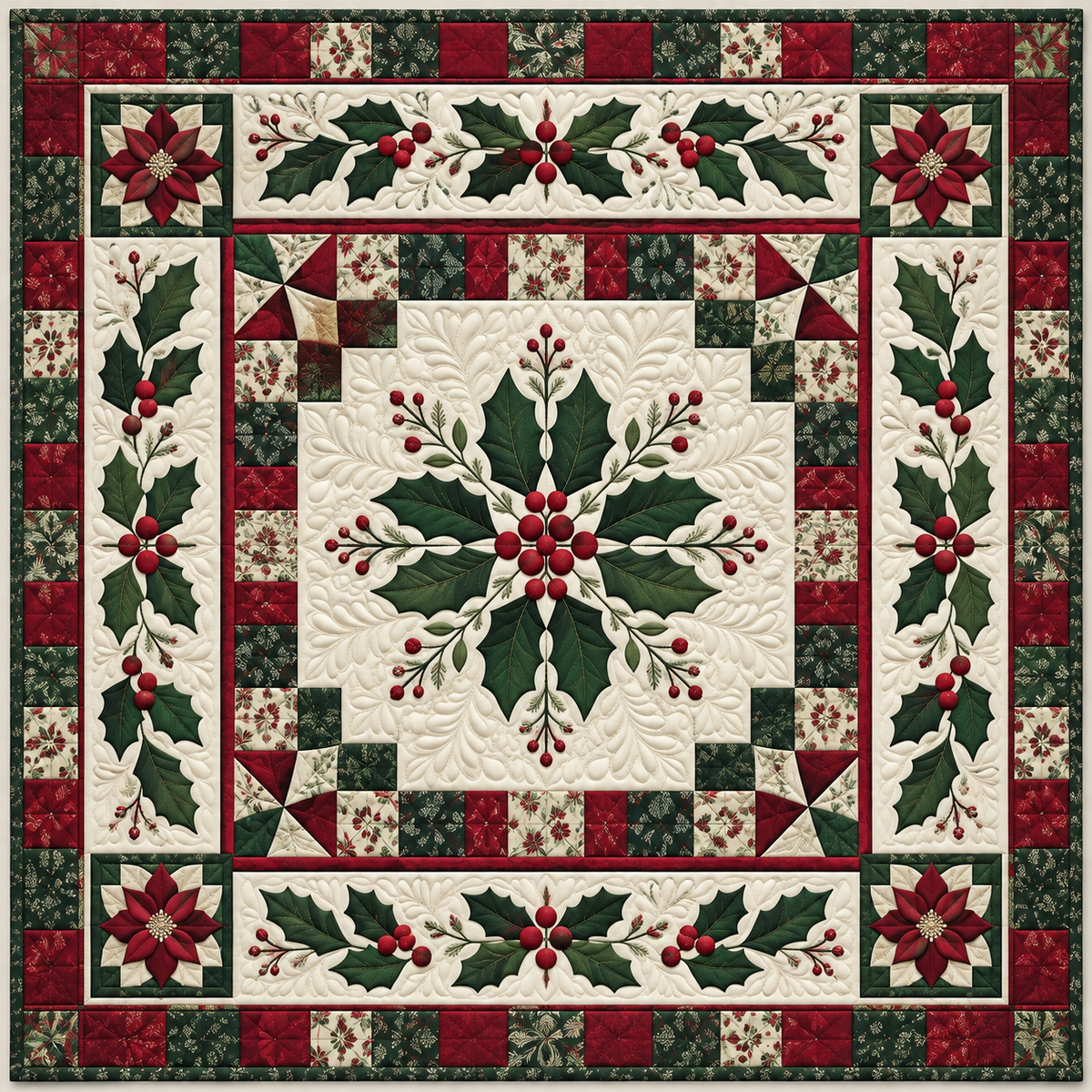 Jingle Holly Patchwork TD141026651 Quilt Blanket