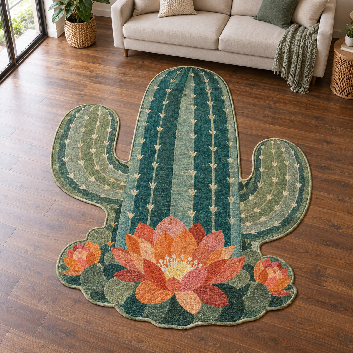 Tall Cactus Flowers TD131026153 Custom Shape Area Rug