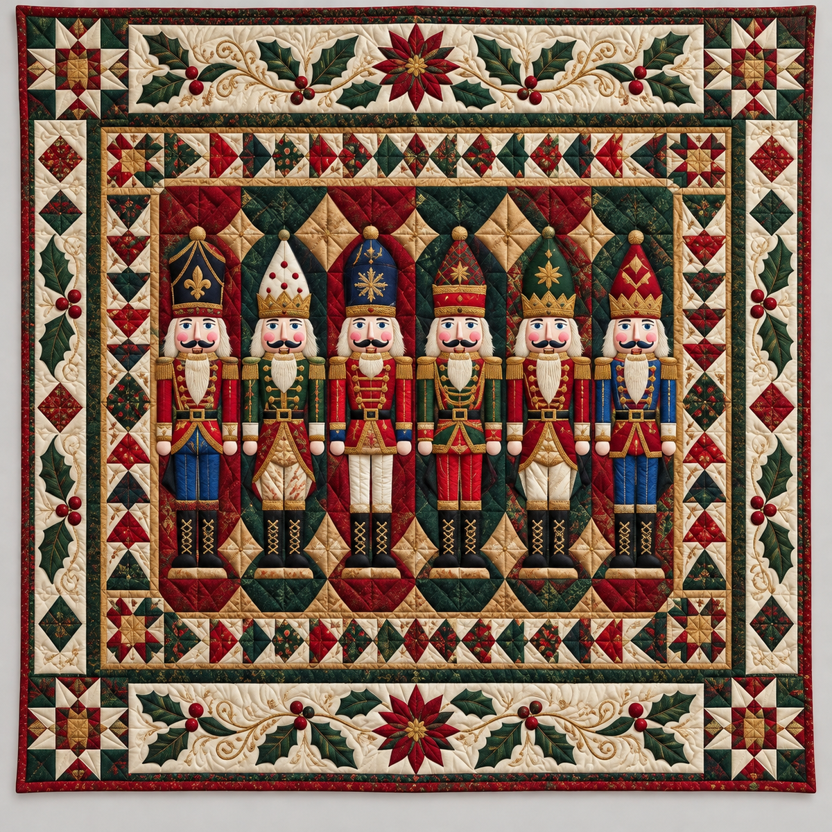 Nutcrackers In Festive Color Blocks TD141026156 Quilt Blanket
