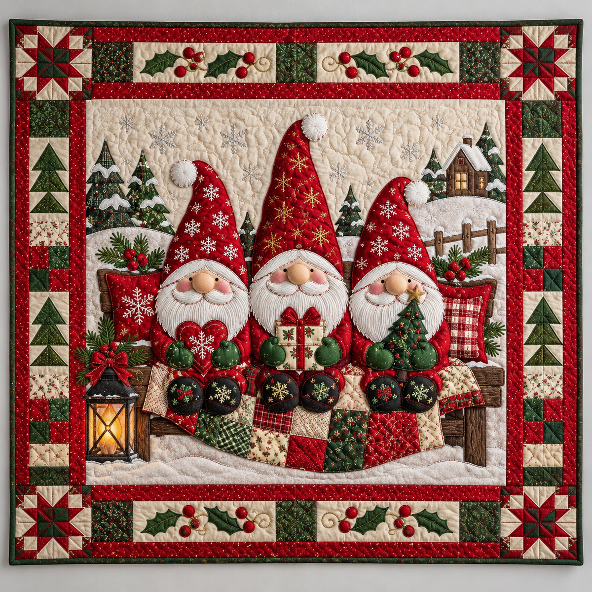 Three Gnomes In Red Hats TD141026157 Quilt Blanket