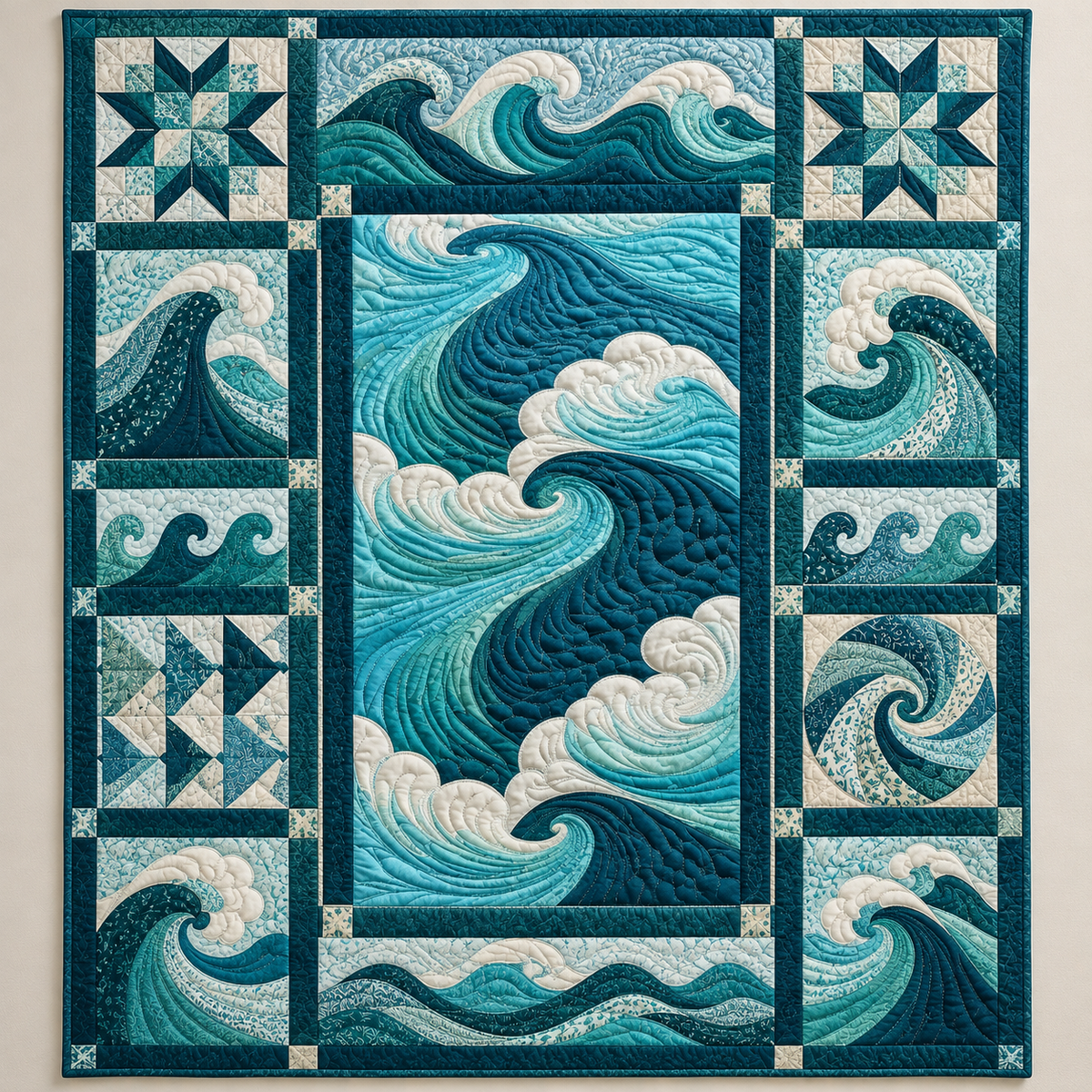 Rolling Turquoise Ocean Waves TD141026161 Quilt Blanket