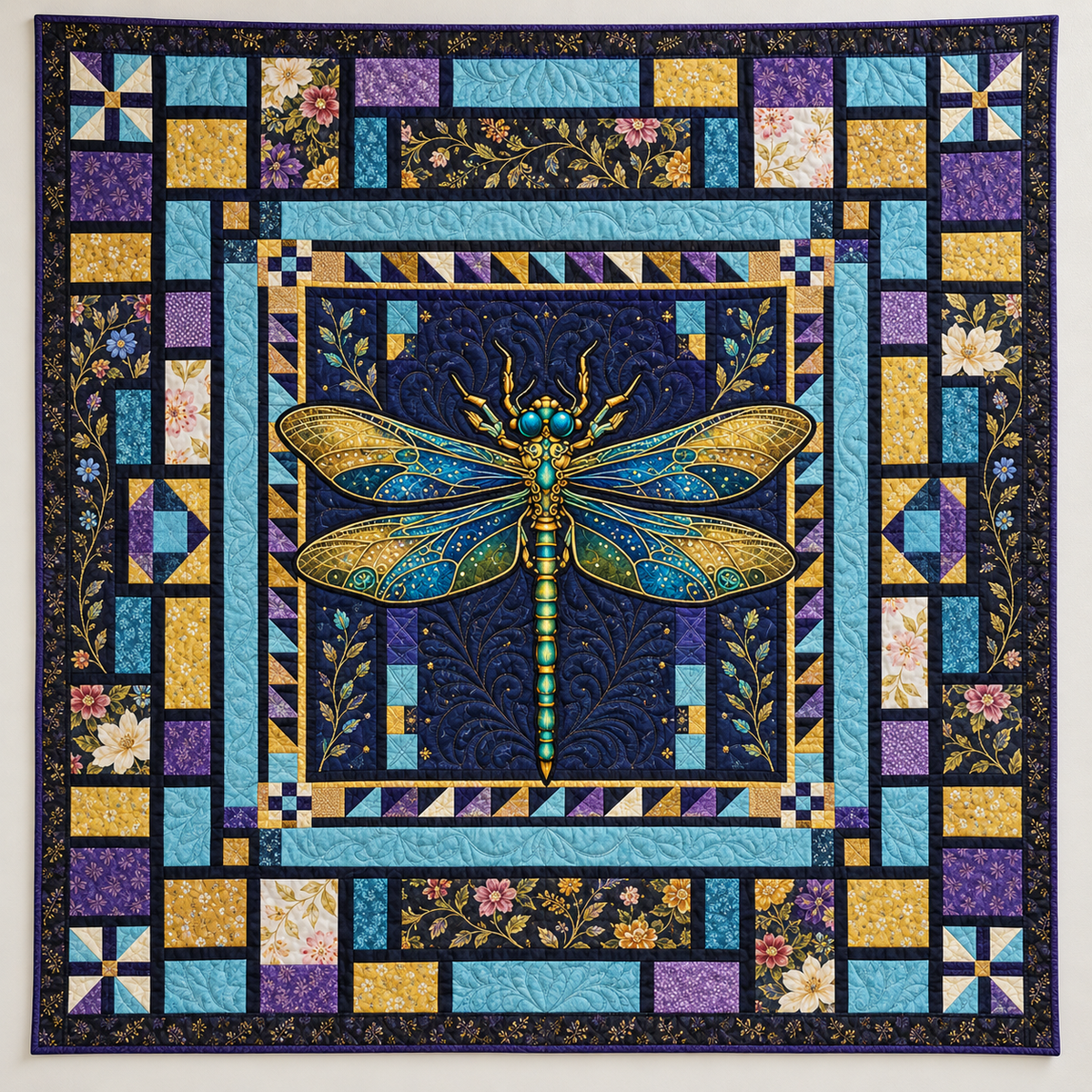 Dragonfly In A Jewel Tone Mosaic TD141026168 Quilt Blanket