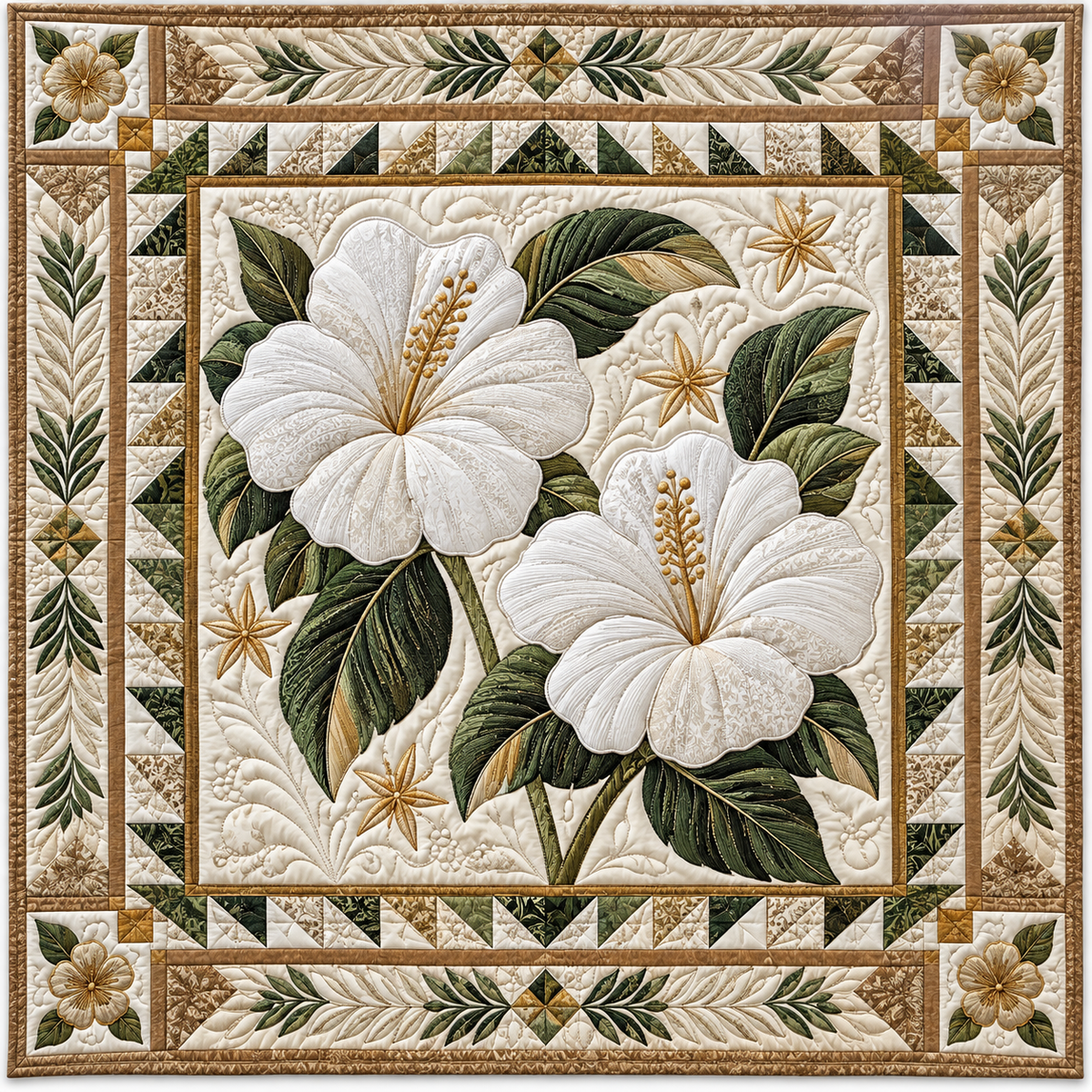 White Hibiscus TD141026669 Quilt Blanket
