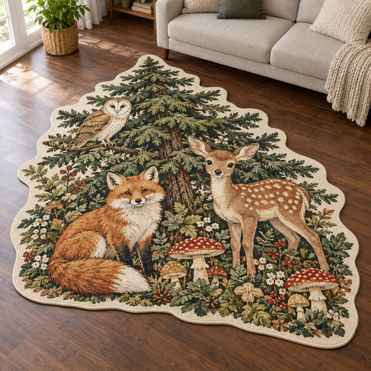 Woodland Nursery TD131026174 Custom Shape Area Rug
