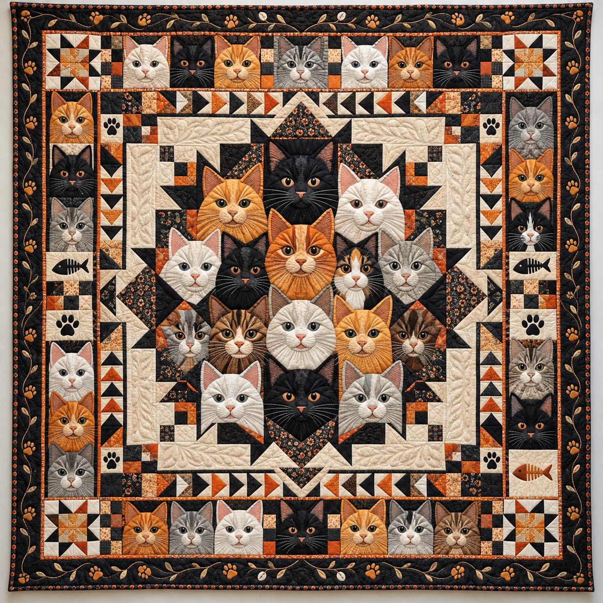 Gathering Of Realistic Cat Portraits TD141026183 Quilt Blanket