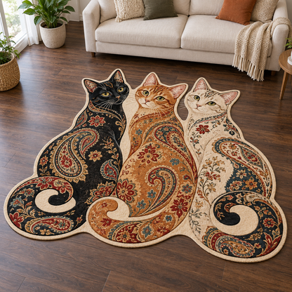 Paisley Cat Companions TD131026184 Custom Shape Area Rug
