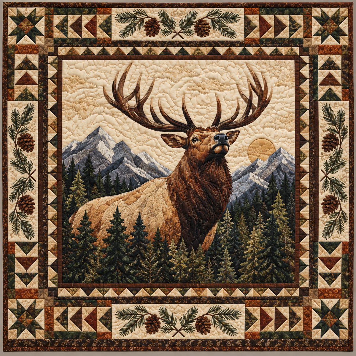 Mountain Elk Guardian TD141026684 Quilt Blanket