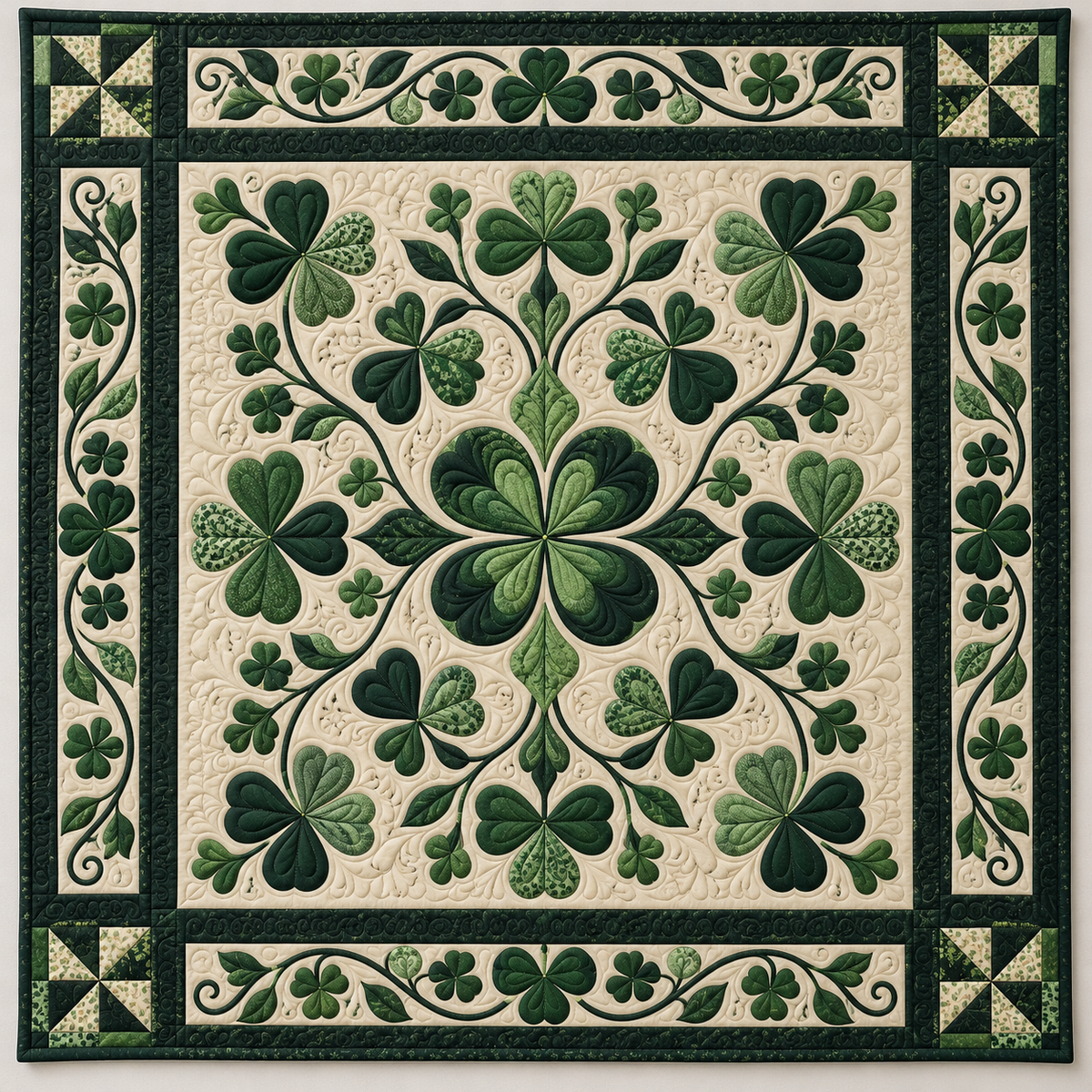 Layered Green Shamrock Garden TD141026187 Quilt Blanket