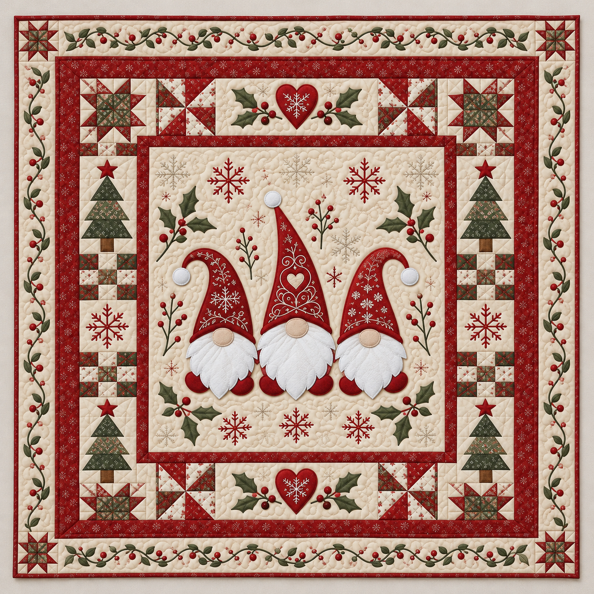 Three Gnomes with Curling Red Hats TD141026195 Quilt Blanket