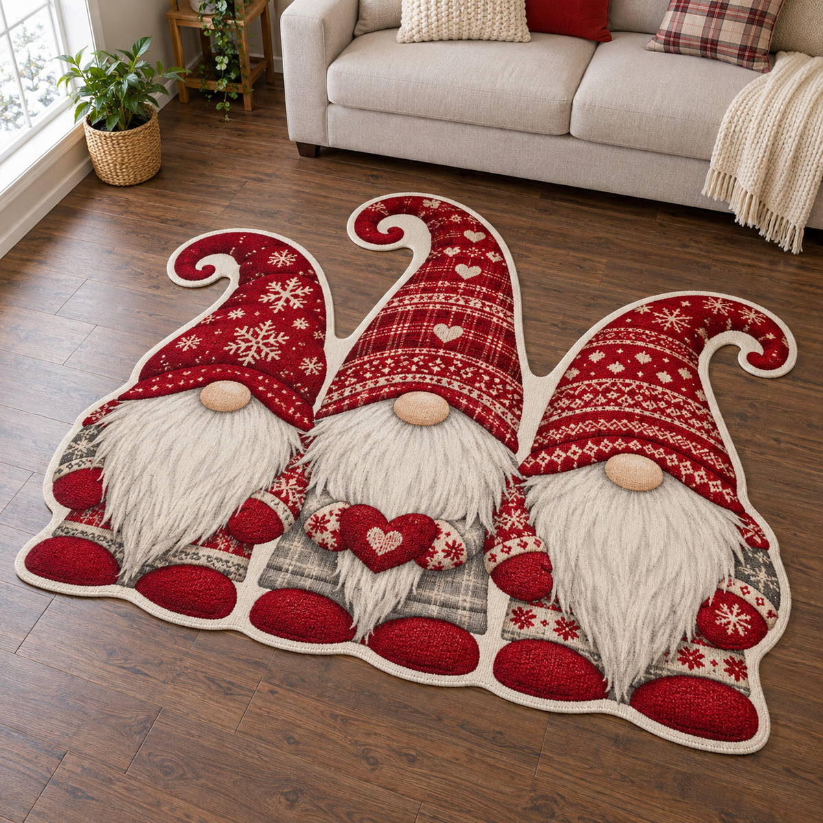 Red Hat Gnomes TD131026195 Custom Shape Area Rug