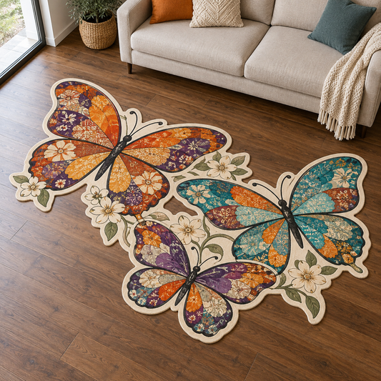 Butterfly Patchwork Flight TD131026197 Custom Shape Area Rug