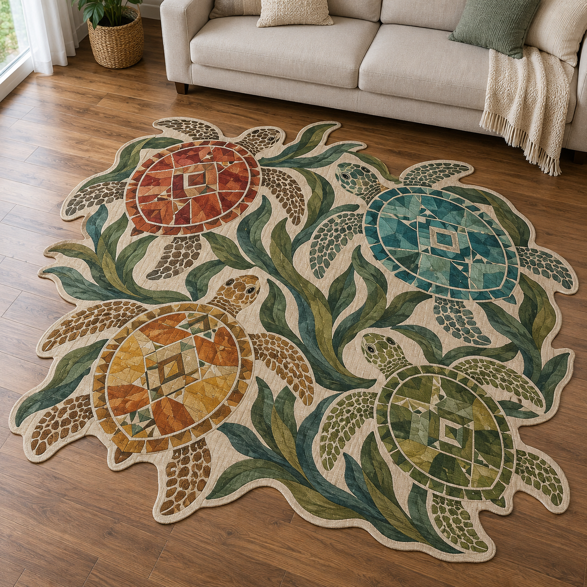 Turtle Color Blocks TD131026199 Custom Shape Area Rug