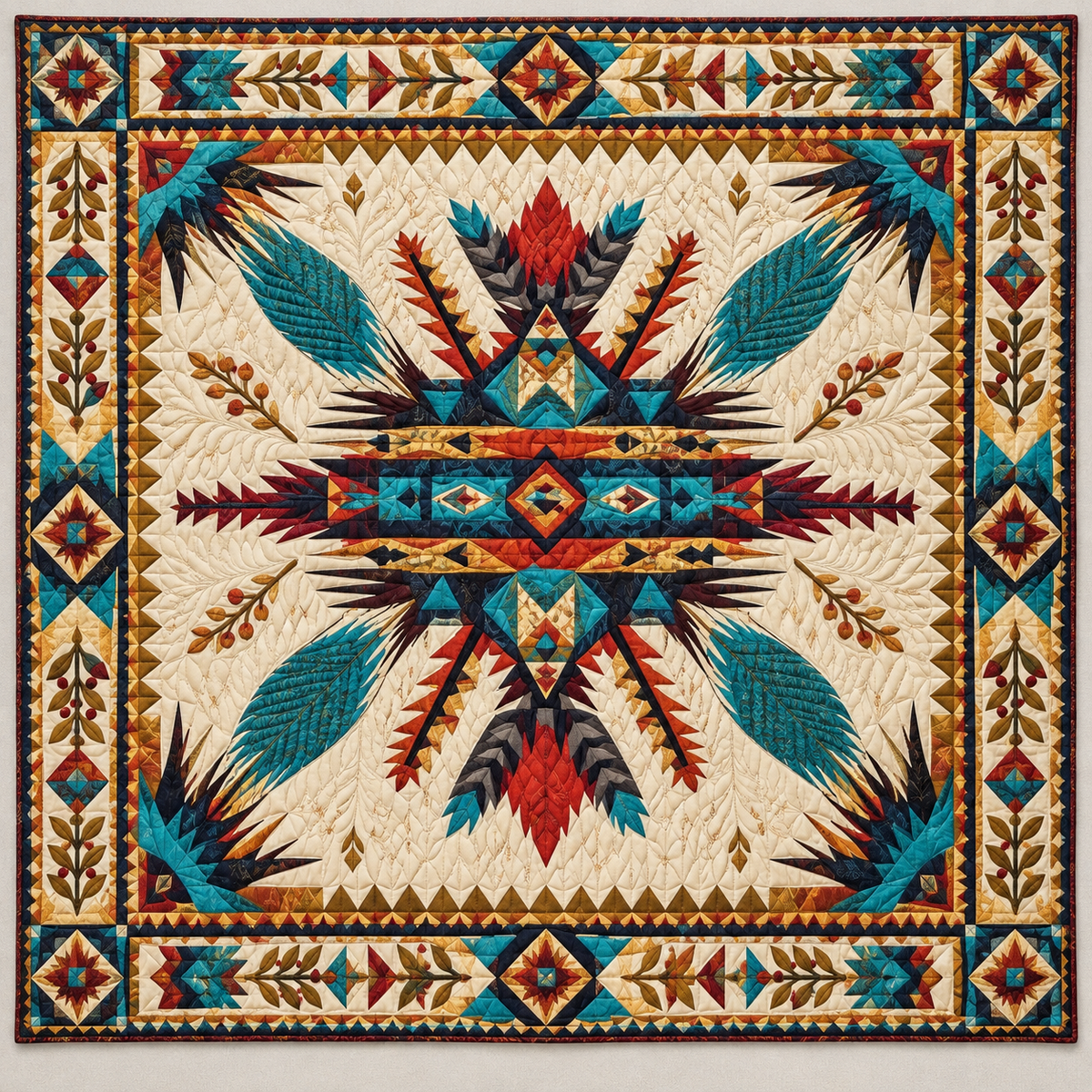 Geometric Feather Pathways TD141026700 Quilt Blanket